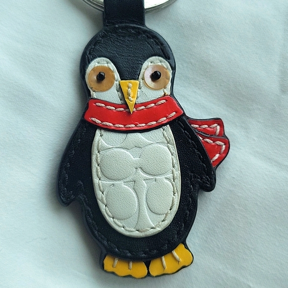 Coach Vintage Leather Penguin Key Fob Purse Charm RARE